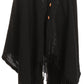 Sakkas Anais Women's Caftan Poncho Top Casual Oversized Solid Comes w/Fringe Boho