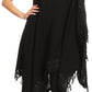 Sakkas Anais Women's Caftan Poncho Top Casual Oversized Solid Comes w/Fringe Boho