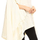 Sakkas Anais Women's Caftan Poncho Top Casual Oversized Solid Comes w/Fringe Boho
