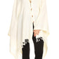 Sakkas Anais Women's Caftan Poncho Top Casual Oversized Solid Comes w/Fringe Boho