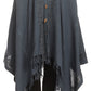 Sakkas Anais Women's Caftan Poncho Top Casual Oversized Solid Comes w/Fringe Boho