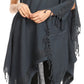 Sakkas Anais Women's Caftan Poncho Top Casual Oversized Solid Comes w/Fringe Boho