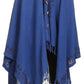 Sakkas Anais Women's Caftan Poncho Top Casual Oversized Solid Comes w/Fringe Boho
