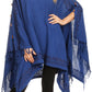 Sakkas Anais Women's Caftan Poncho Top Casual Oversized Solid Comes w/Fringe Boho