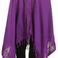 Sakkas Anais Women's Caftan Poncho Top Casual Oversized Solid Comes w/Fringe Boho
