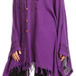 Sakkas Anais Women's Caftan Poncho Top Casual Oversized Solid Comes w/Fringe Boho