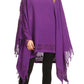 Sakkas Anais Women's Caftan Poncho Top Casual Oversized Solid Comes w/Fringe Boho