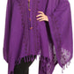 Sakkas Anais Women's Caftan Poncho Top Casual Oversized Solid Comes w/Fringe Boho
