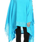 Sakkas Anais Women's Caftan Poncho Top Casual Oversized Solid Comes w/Fringe Boho