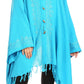 Sakkas Anais Women's Caftan Poncho Top Casual Oversized Solid Comes w/Fringe Boho