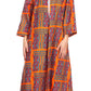 Sakkas Bolanile Cardigan Coat Long Sleeves African Ankara Print With Head Scarf