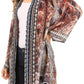 Sakkas Aremi Women Floral Printed Open Front Cardigan Top Boho Casual Short Sleeve