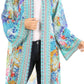 Sakkas Aremi Women Floral Printed Open Front Cardigan Top Boho Casual Short Sleeve