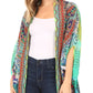 Sakkas Jenna Women's Casual Boho Sheer Kimono Loose Cardigan Cape Trendy Printed