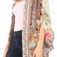 Sakkas Jenna Women's Casual Boho Sheer Kimono Loose Cardigan Cape Trendy Printed