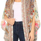 Sakkas Jenna Women's Casual Boho Sheer Kimono Loose Cardigan Cape Trendy Printed