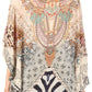 Sakkas Jenna Women's Casual Boho Sheer Kimono Loose Cardigan Cape Trendy Printed