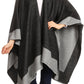 Sakkas Nila Women's Reversible Open Front Large Poncho Shawl Wrap Scarf Cape Ruana
