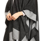 Sakkas Nila Women's Reversible Open Front Large Poncho Shawl Wrap Scarf Cape Ruana