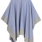 Sakkas Nila Women's Reversible Open Front Large Poncho Shawl Wrap Scarf Cape Ruana