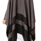 Sakkas Avi Women's Reversible Open Front Poncho Cardigan Ruana Cape Shawl W/Fringe