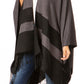 Sakkas Avi Women's Reversible Open Front Poncho Cardigan Ruana Cape Shawl W/Fringe