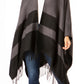 Sakkas Avi Women's Reversible Open Front Poncho Cardigan Ruana Cape Shawl W/Fringe