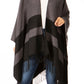 Sakkas Avi Women's Reversible Open Front Poncho Cardigan Ruana Cape Shawl W/Fringe