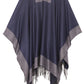 Sakkas Avi Women's Reversible Open Front Poncho Cardigan Ruana Cape Shawl W/Fringe