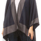 Sakkas Avi Women's Reversible Open Front Poncho Cardigan Ruana Cape Shawl W/Fringe