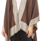 Sakkas Avi Women's Reversible Open Front Poncho Cardigan Ruana Cape Shawl W/Fringe