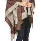 Sakkas Avi Women's Reversible Open Front Poncho Cardigan Ruana Cape Shawl W/Fringe