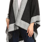 Sakkas Avi Women's Reversible Open Front Poncho Cardigan Ruana Cape Shawl W/Fringe