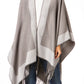 Sakkas Avi Women's Reversible Open Front Poncho Cardigan Ruana Cape Shawl W/Fringe