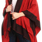 Sakkas Avi Women's Reversible Open Front Poncho Cardigan Ruana Cape Shawl W/Fringe