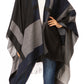 Sakkas Avi Women's Reversible Open Front Poncho Cardigan Ruana Cape Shawl W/Fringe