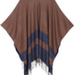 Sakkas Avi Women's Reversible Open Front Poncho Cardigan Ruana Cape Shawl W/Fringe