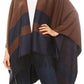 Sakkas Avi Women's Reversible Open Front Poncho Cardigan Ruana Cape Shawl W/Fringe