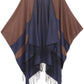 Sakkas Avi Women's Reversible Open Front Poncho Cardigan Ruana Cape Shawl W/Fringe
