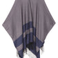 Sakkas Avi Women's Reversible Open Front Poncho Cardigan Ruana Cape Shawl W/Fringe