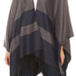 Sakkas Avi Women's Reversible Open Front Poncho Cardigan Ruana Cape Shawl W/Fringe