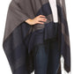 Sakkas Avi Women's Reversible Open Front Poncho Cardigan Ruana Cape Shawl W/Fringe