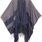 Sakkas Avi Women's Reversible Open Front Poncho Cardigan Ruana Cape Shawl W/Fringe