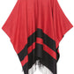Sakkas Avi Women's Reversible Open Front Poncho Cardigan Ruana Cape Shawl W/Fringe