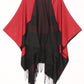 Sakkas Avi Women's Reversible Open Front Poncho Cardigan Ruana Cape Shawl W/Fringe
