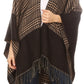 Sakkas Avi Women's Reversible Open Front Poncho Cardigan Ruana Cape Shawl W/Fringe