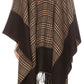 Sakkas Avi Women's Reversible Open Front Poncho Cardigan Ruana Cape Shawl W/Fringe