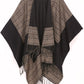 Sakkas Avi Women's Reversible Open Front Poncho Cardigan Ruana Cape Shawl W/Fringe