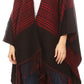 Sakkas Avi Women's Reversible Open Front Poncho Cardigan Ruana Cape Shawl W/Fringe