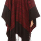 Sakkas Avi Women's Reversible Open Front Poncho Cardigan Ruana Cape Shawl W/Fringe